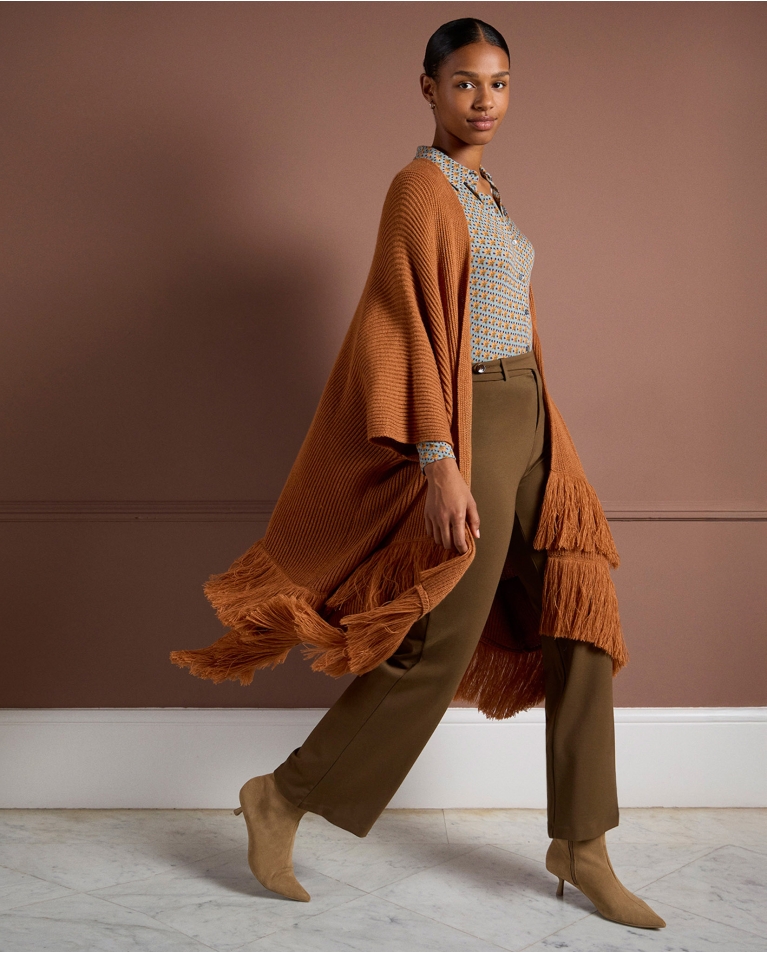 Pantalon droit avec détail à la taille Kaki foncé