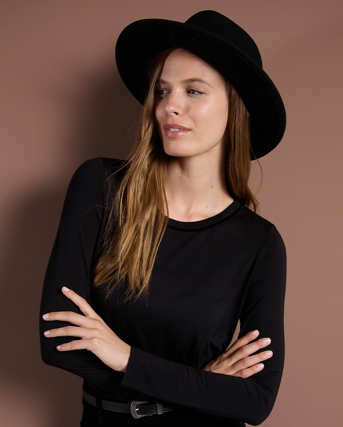 Sombrero clásico de ala ancha Negro