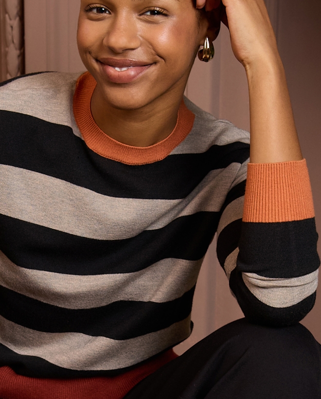 Striped crew neck sweater...
