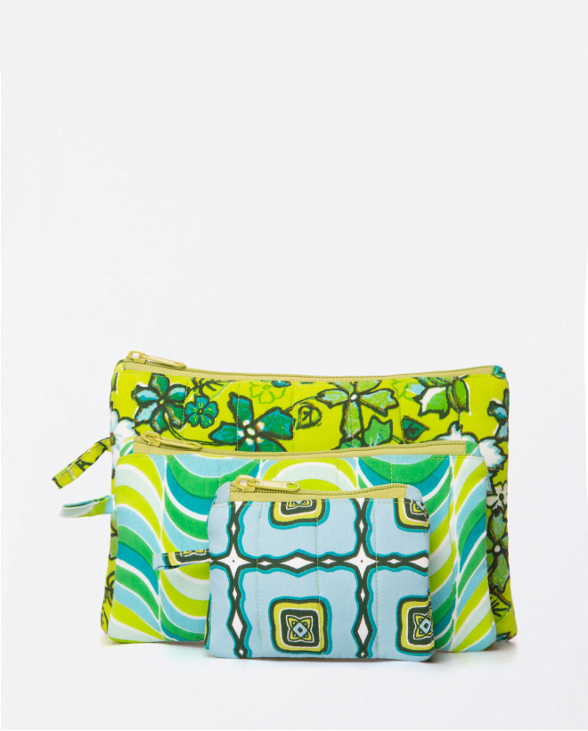 Conjunto de necessaires acolchoados Verde ácido