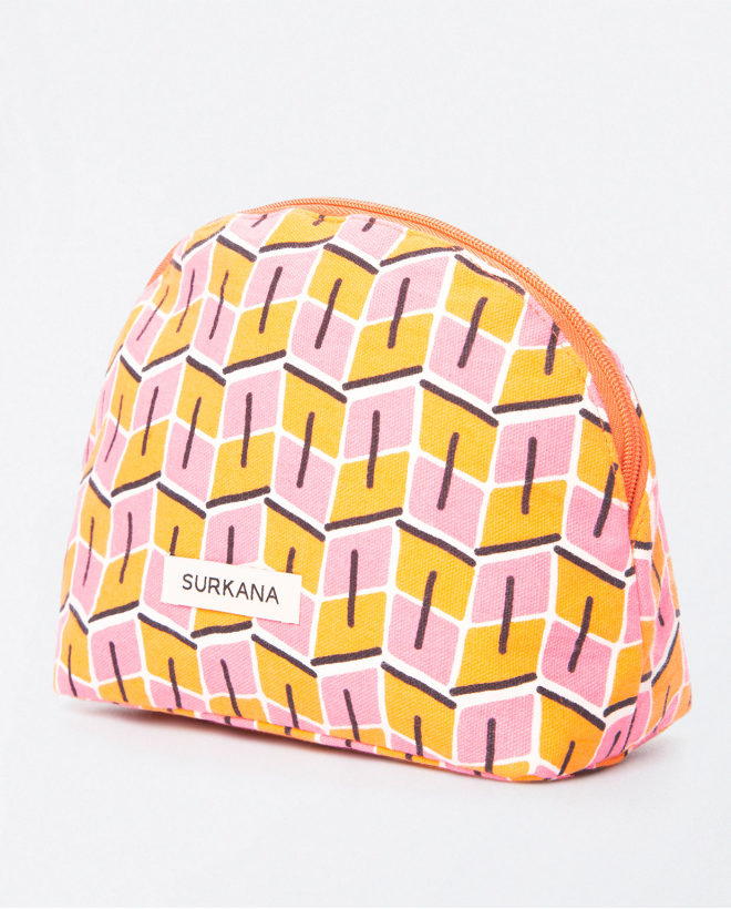 Necessaire estampado redondo. Rosa