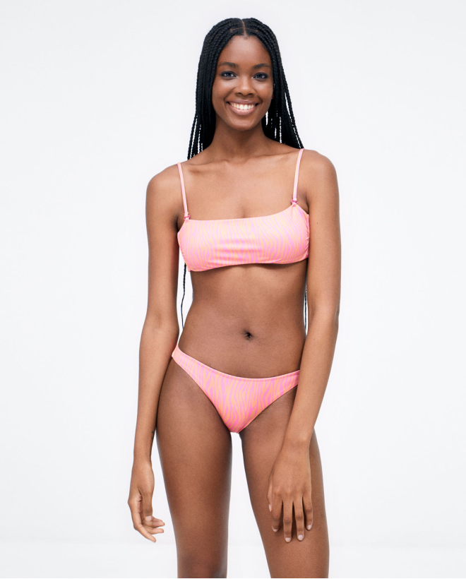 Strapless strapless bikini top. Stripes Pink