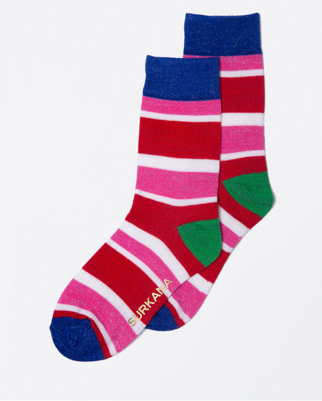 Set of 5 colour lurex sock shorts Pink