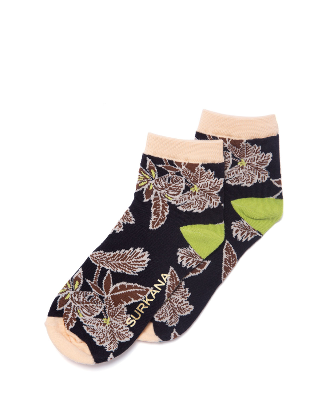 Set of 5 colour printed ankle socks Black