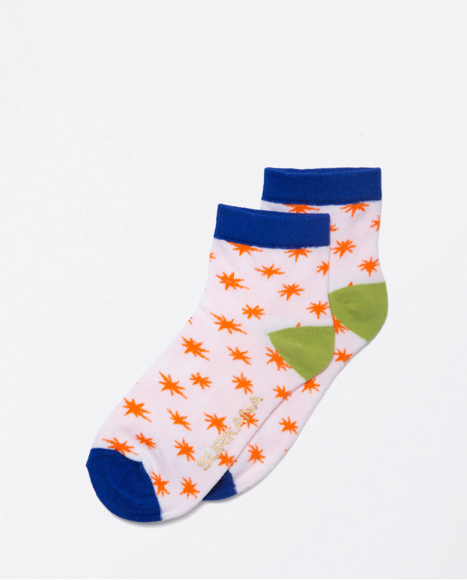 Set of 5 colour printed ankle socks Orange