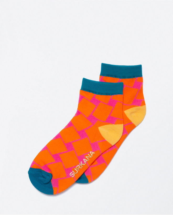 Set of 5 colour printed ankle socks Fuchsia
