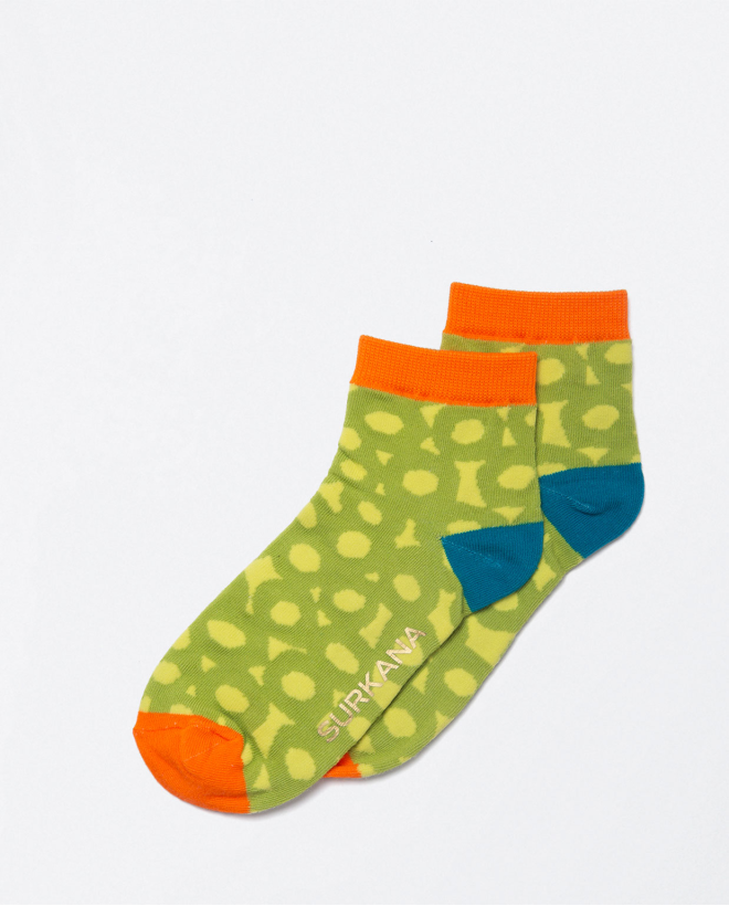 Set of 5 colour printed ankle socks Turquoise