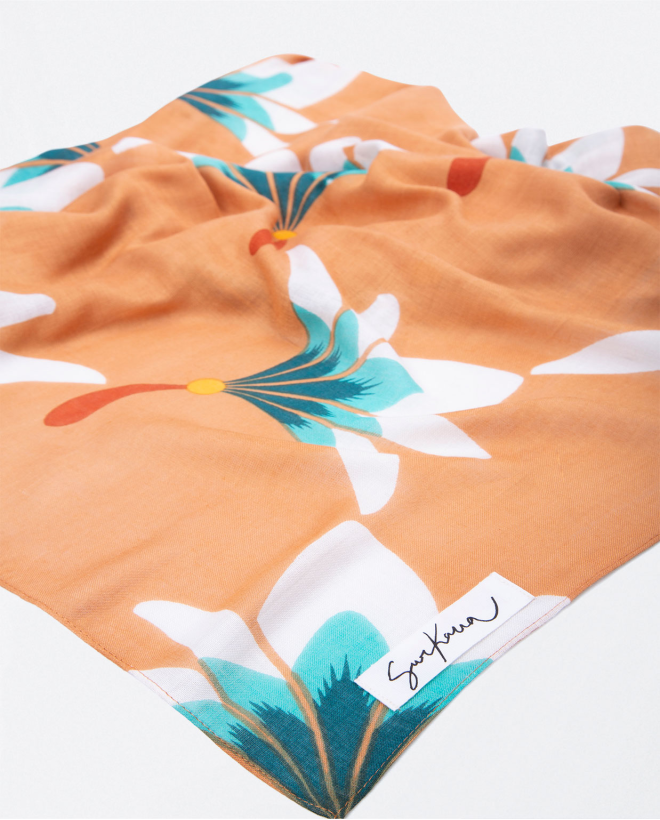  floral print scarf Camel