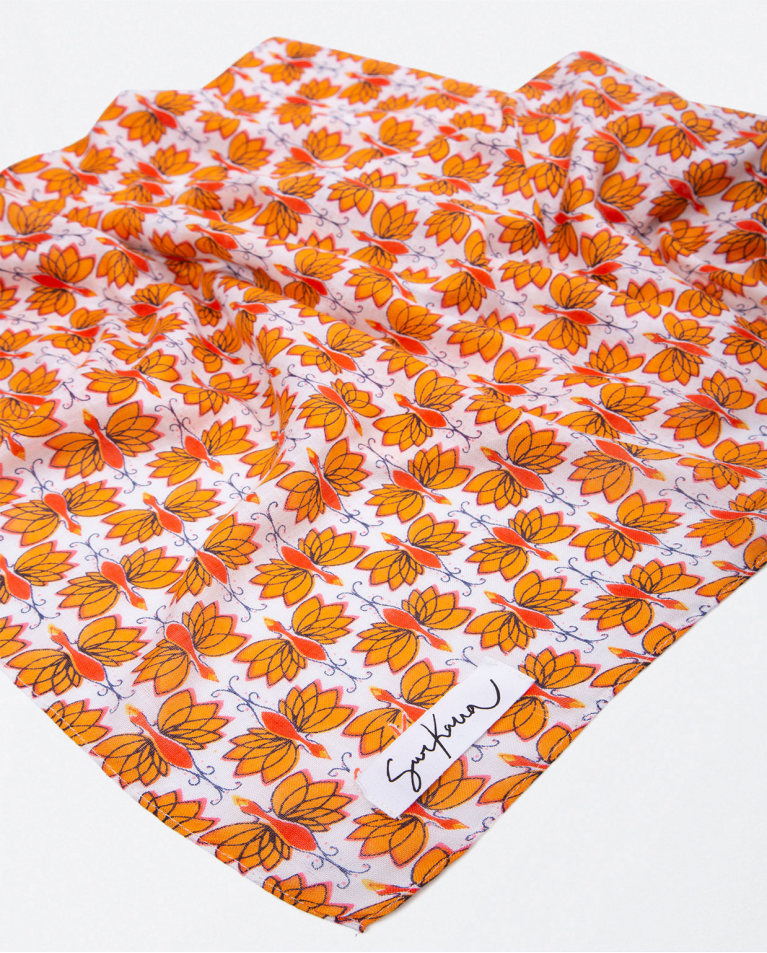  border printed sarong scarf Orange