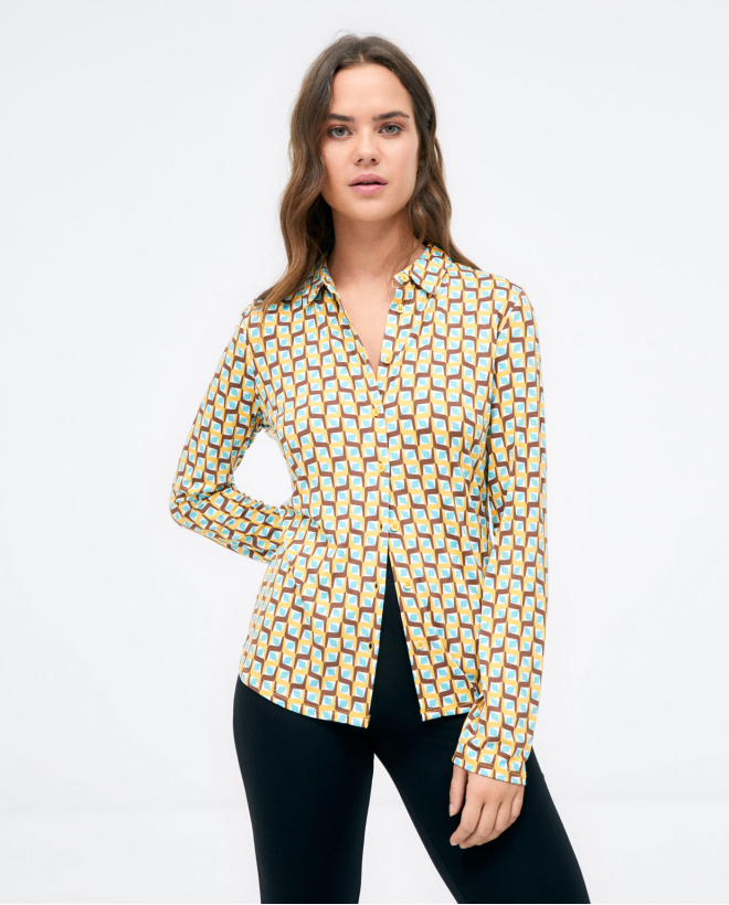 Long sleeve shirt. geometric print Yellow
