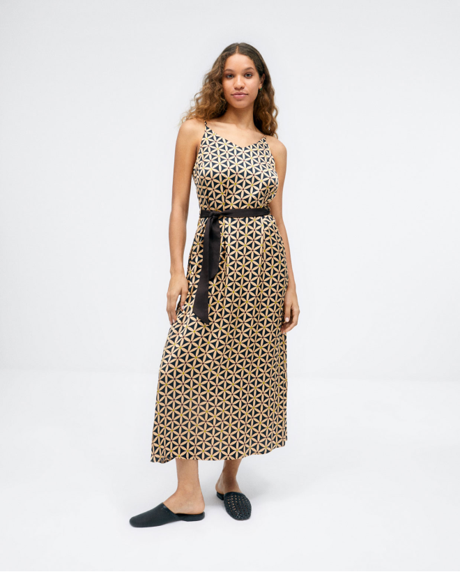 Vestido amplo de alças com...
