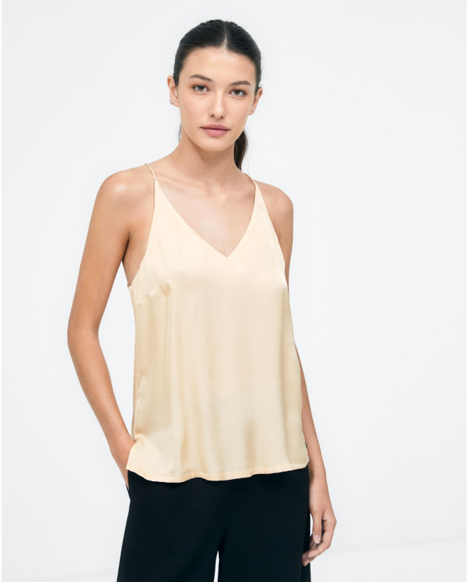 Top de tirantes Beige con escote en V
