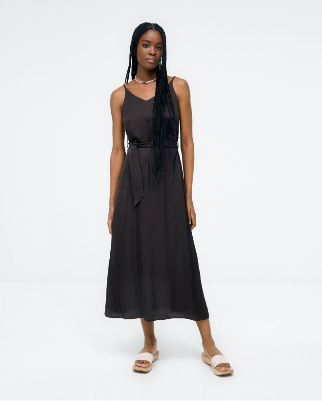 Midi dress with straps and...