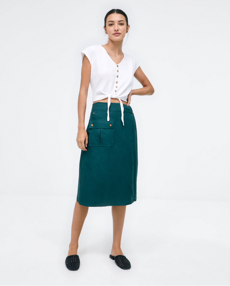 Pareo skirt with side pocket. Khaki