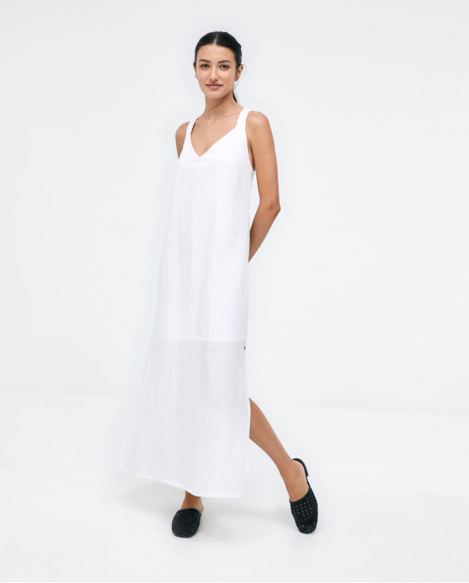 Vestido largo con detalle en la espalda Blanco